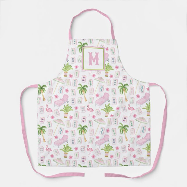 Watercolor Palm Beach Mahjong Apron (Front)