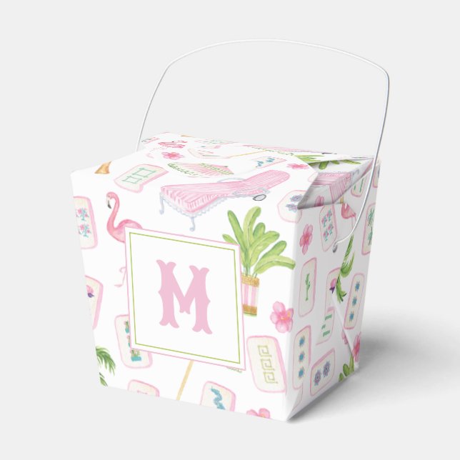 Watercolor Palm Beach Mahjong Favor Boxes (Front Side)