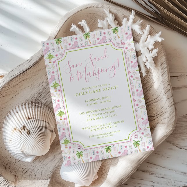 Watercolor Palm Beach Mahjong Party Invitation (Creator Uploaded)