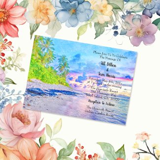 Watercolor Palm Beach Sunset Wedding