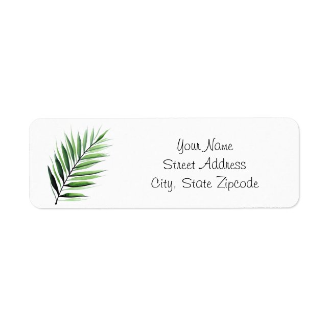 Watercolor Palm Fronds Label (Front)