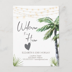 Watercolor Palm,Heart Announcement Postcard