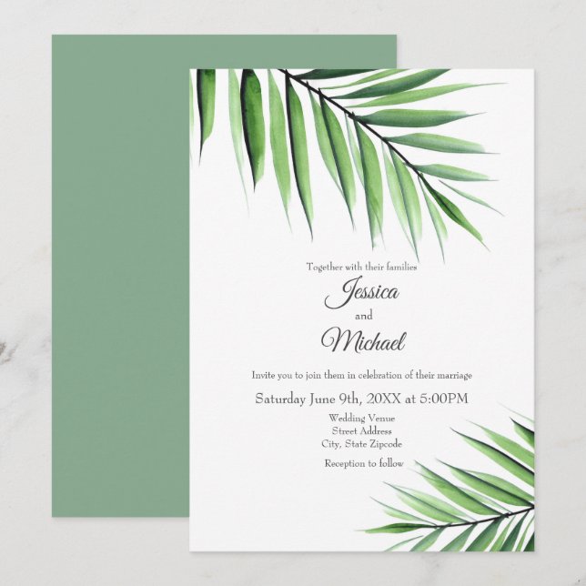 Watercolor Palm Invitation (Front/Back)