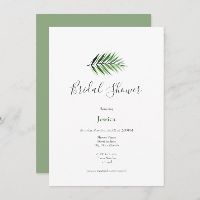 Watercolor Palm Invitation (Front/Back)