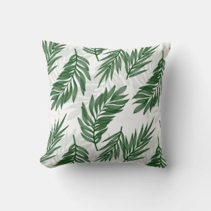 Watercolor Palm Leaf Pattern Art Throw Pillow