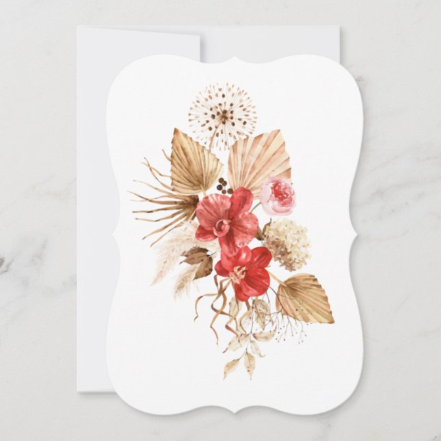 Watercolor palm leave orchid invitation (Front)