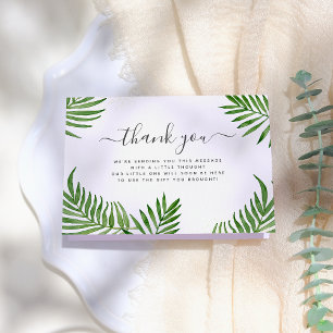 Watercolor Palm Leaves & Elegant Calligraphy Letterpress Thank You Card
