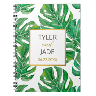 Watercolor Palm Leaves Personalized Wedding Notebo Notebook