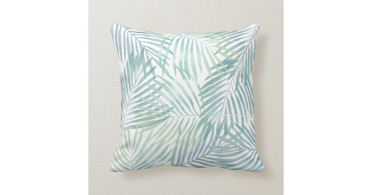 Watercolor Palm Leaves Throw Pillow Zazzle Com