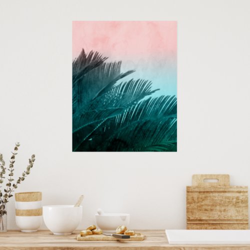 Watercolor Palm Leaves Tropical Art Poster