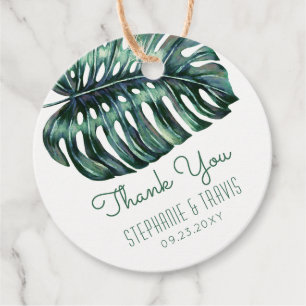 Watercolor Palm Monstera Leaf Tropical Thank You Favor Tags