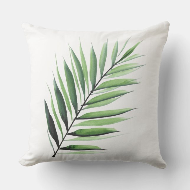 Watercolor Palm Outdoor Pillow (Front)