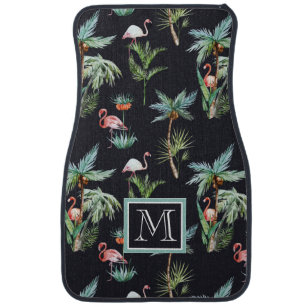 Watercolor Palm Pattern   Add Your Initial Car Mat