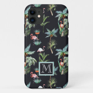 Watercolor Palm Pattern Add Your Initial iPhone 11 Case
