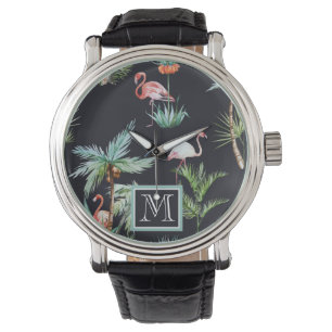Watercolor Palm Pattern   Add Your Initial Watch