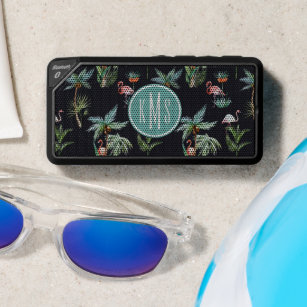 Watercolor Palm Pattern   Add Your Initials Bluetooth Speaker