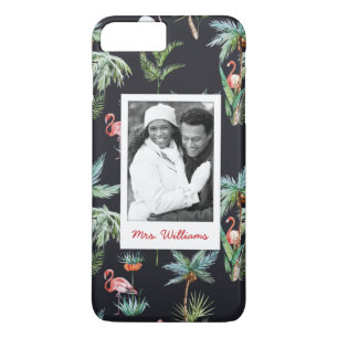 Watercolor Palm Pattern Add Your Photo & Name iPhone 8 Plus/7 Plus Case