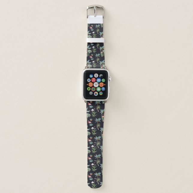 Watercolor Palm Pattern Apple Watch Band (Front)