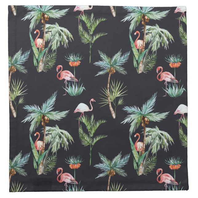 Watercolor Palm Pattern Cloth Napkin (Front)