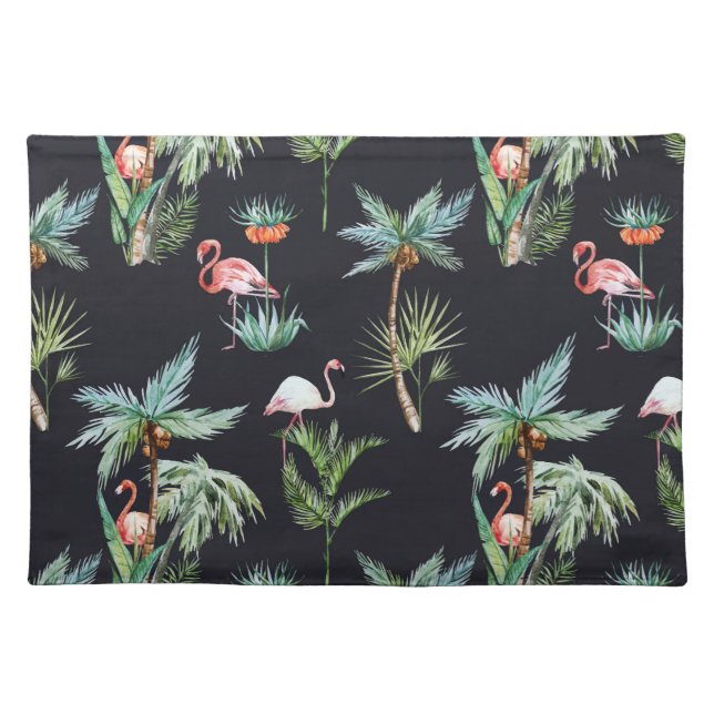 Watercolor Palm Pattern Cloth Placemat (Front)