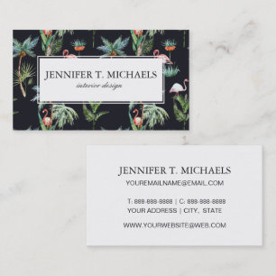 Watercolor Palm Pattern Monogram Business Card
