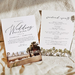Watercolor Palm Springs Wedding Welcome Itinerary Invitation