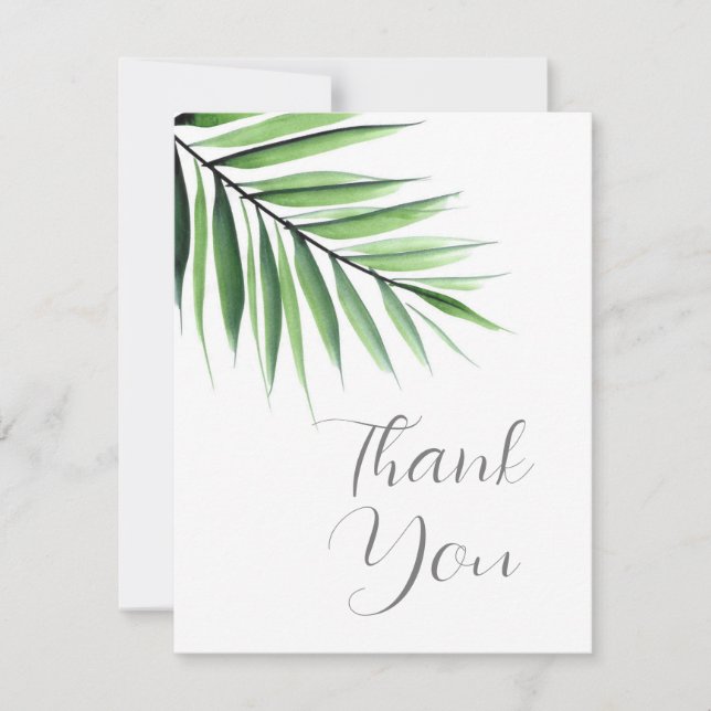 Watercolor Palm  Thank You Card (Front)