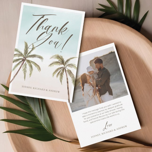 Watercolor Palm Tree Baby Shower Thank You Card (Creator Uploaded)