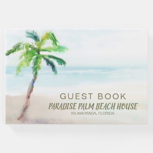 Watercolor Palm Tree Beach House Vacation Rental   Guest Book