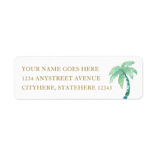 Watercolor Palm Tree Beach Island Return Address Label