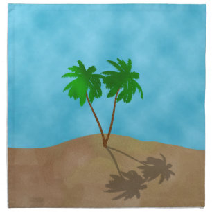 Watercolor Palm Tree Beach Scene Collage Cloth Nap Napkin