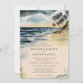Watercolor Palm Tree Beach Wedding Invitation | Zazzle