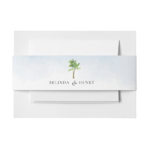 Watercolor Palm Tree Beach Wedding Invitation Belly Band