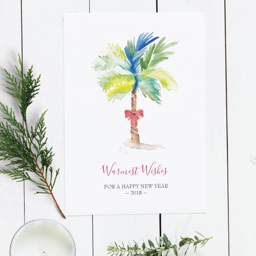 Watercolor Palm Tree Christmas Card Holiday Card