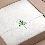 Watercolor Palm Tree Christmas Return Address Classic Round Sticker<br><div class="desc">We've Moved Palm Tree Christmas Return Address Classic Round Sticker you can easily customize by clicking the "Personalize" button. A perfect moving and holiday return address sticker for the family moving to the coast during the holidays,  temporarily or permanently</div>