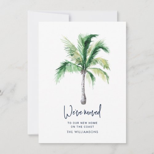 Watercolor Palm Tree Coastal Moving Announcement