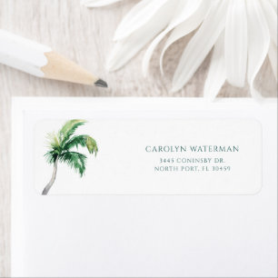 Watercolor Palm Tree Coastal Return Address Label
