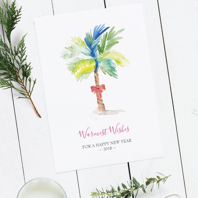 Watercolor Palm Tree Company Holiday Card, (Creator Uploaded)