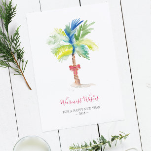 Watercolor Palm Tree Company Holiday Card, Card