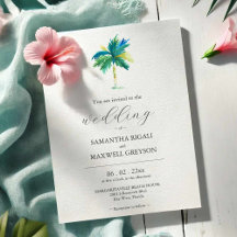 Watercolor Palm Tree Customised Wedding Invitation