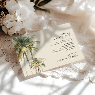 Watercolor Palm Tree Destination coastal Wedding Invitation