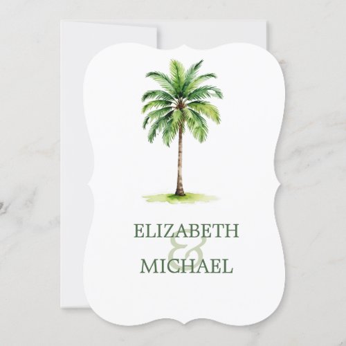 Watercolor Palm Tree Elegant Wedding Rehearsal Invitation