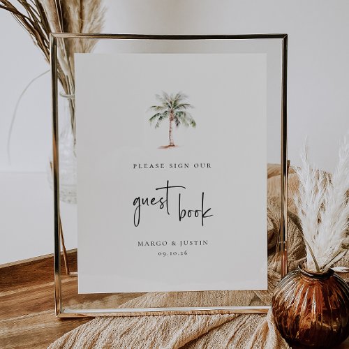 Watercolor Palm Tree Guest Book Sign