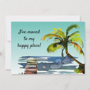 Watercolor Palm Tree Moved to My Happy Place Announcement