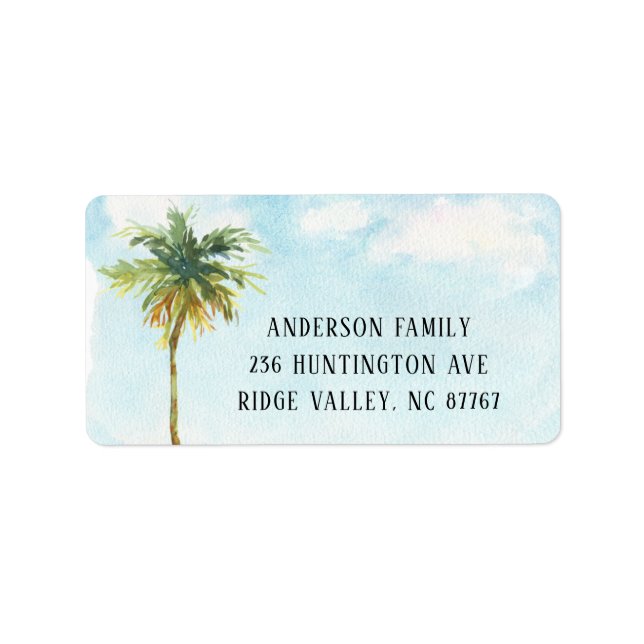 Watercolor Palm Tree New Address Label (Front)