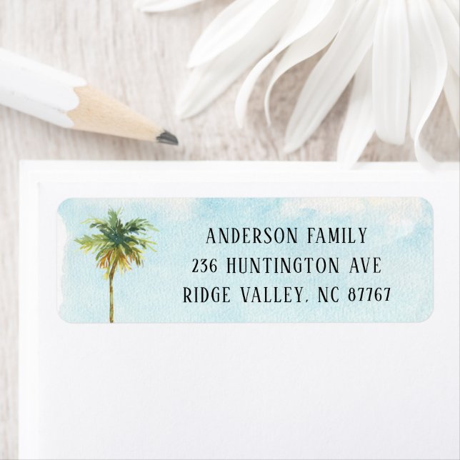 Watercolor Palm Tree New Address Label (Insitu)