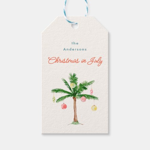 Watercolor Palm Tree Ornaments Christmas in July Gift Tags