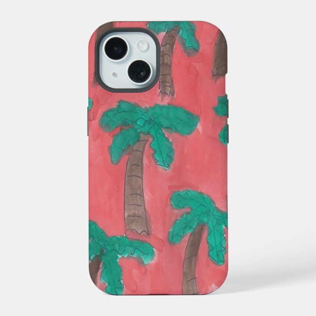 Watercolor Palm Tree Pattern Iphone Case (Back)