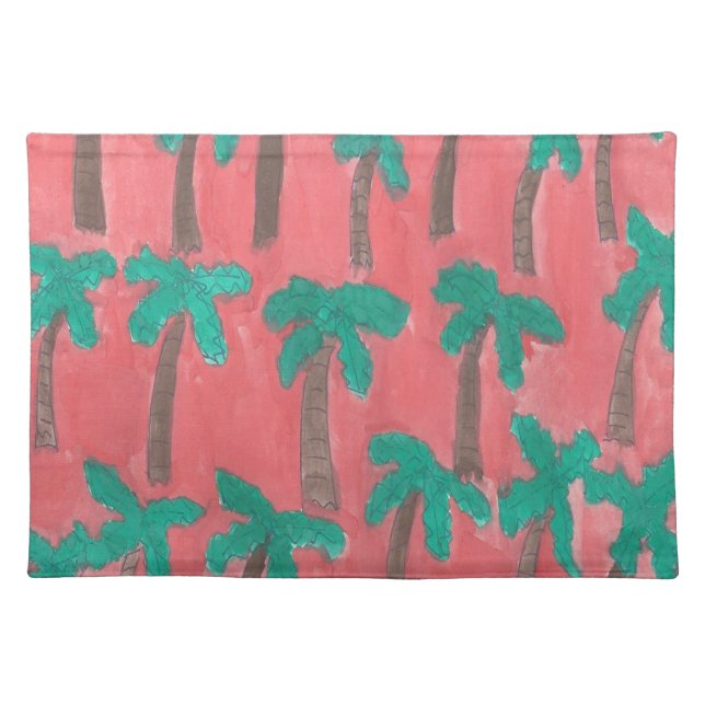 Watercolor Palm Tree Pattern Placemat (Front)