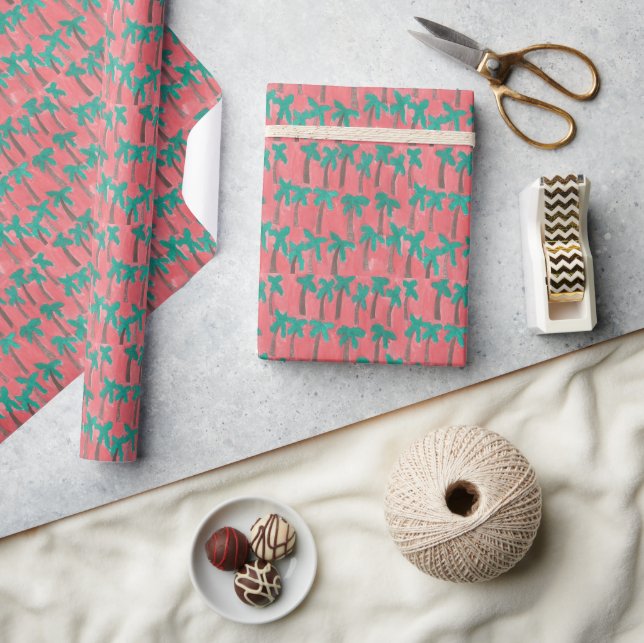 Watercolor Palm Tree Pattern Wrapping Paper (Crafts)